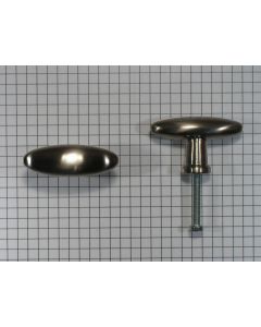 Knop ovaal, messing matnikkel, 45 mm