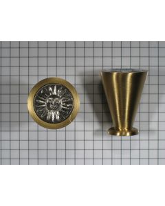 Knop zon, messing, 25 x 33mm