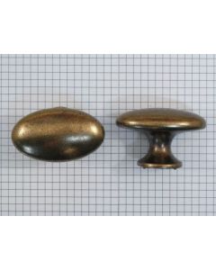 Knop ovaal, 60 x 38 mm, messing antiek