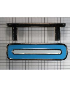 Greep 64 mm, nikkel gl+blauw