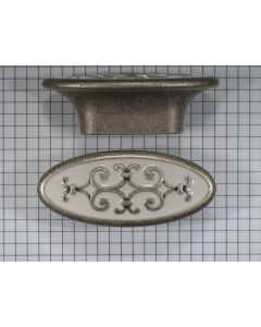 Knop 73mm oud zilver+wit