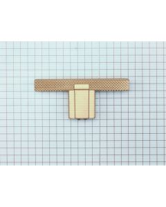 T-Knop mat messing geribbeld 9x12x65 mm