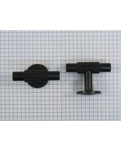 T-Knop geribbeld, 54 mm, mat zwart