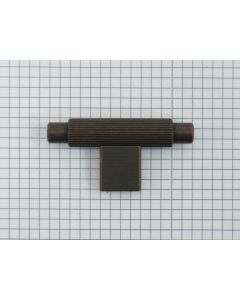 T-knop, geribbeld, 70 mm, messing antiek