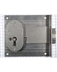 Half-opdekslot ijzer blank 60 mm links