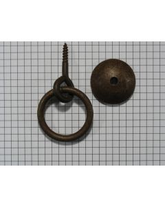 Ring + ronde rozet 40 mm ijzer geroest