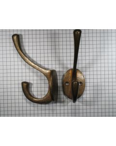 Kapstokhaak, messing antiek