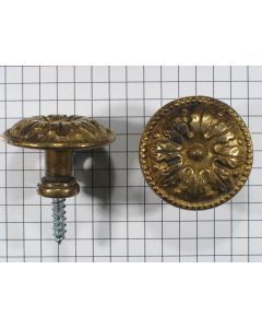 Knop 31 mm messing antiek (eikeblad)