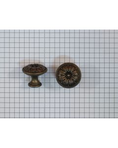 Knop 25 mm messing antiek (eikeblad)