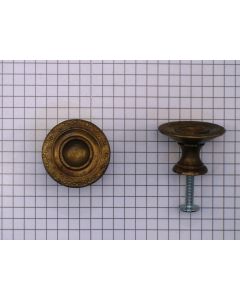 Knop bewerkt, messing antiek 30 mm