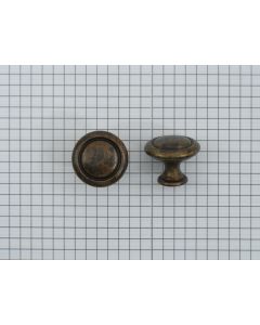 Knop, zamac, messing antiek 25 mm