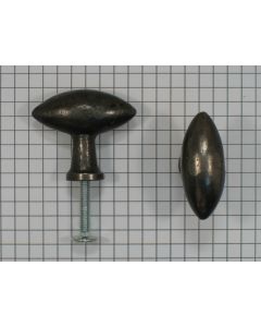 Knop ovaal, 35x14 mm ijz.blank