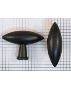 Knop ovaal puntig 70 x 25 mm zwart