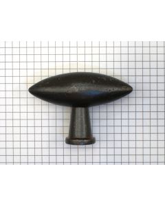 Knop ovaal puntig ijzer geroest 70 x 25