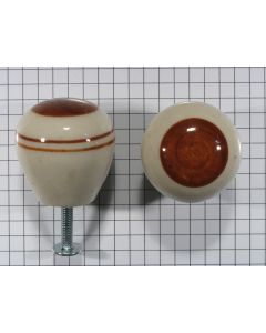 Knop porselein, 30 mm, bruin