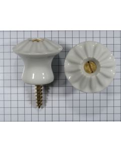 Knop porselein 35 mm incl. messing schro