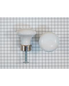 Porseleinen knop wit 30 mm/nikkel glans