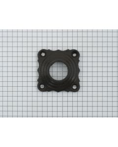 Rozet vierkant ijzer geroest, gat 18 mm