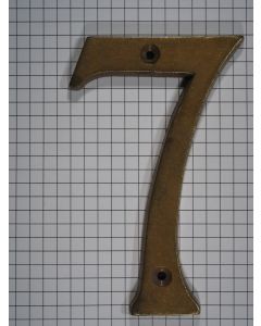 Cijfer 7, groot, messing antiek, 10 cm