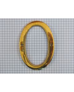 Cijfer 0, groot, geelmessing, 10 cm