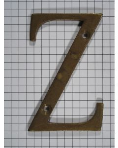 Letter Z groot, messing antiek 75 mm