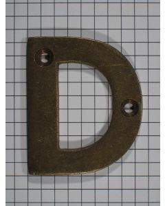 Letter D klein, messing antiek 50 mm