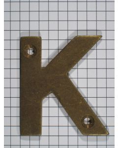 Letter K klein, messing antiek 50 mm