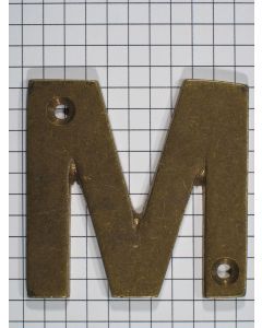 Letter M klein, messing antiek 50 mm