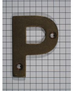 Letter P klein, messing antiek 50 mm