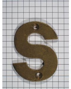 Letter S klein, messing antiek 50 mm