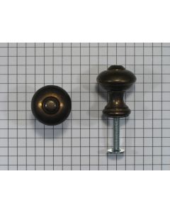 Knop 21 mm, messing antiek (met dopje)
