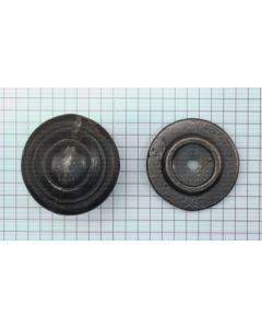 Knop met rozet, 38 mm, ijzer blank, lak