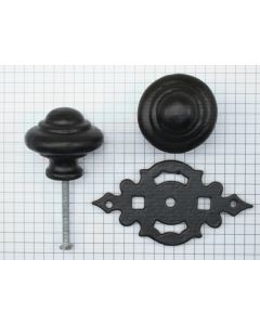 Knop met rozet, 38 mm, ijzer zwart