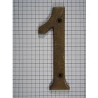 Cijfer 1, groot, messing antiek, 10 cm
