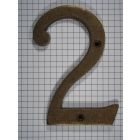 Cijfer 2, groot, messing antiek, 10 cm