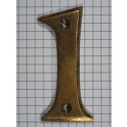 Cijfer 1, klein, messing antiek, 7 cm