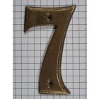 Cijfer 7, klein, messing antiek, 7 cm