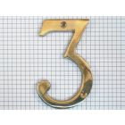 Cijfer 3, groot, geelmessing, 10 cm