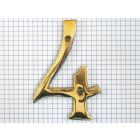 Cijfer 4, groot, geelmessing, 10 cm