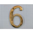 Cijfer 6, groot, geelmessing, 10 cm