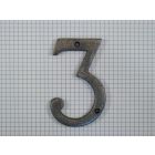 Cijfer 3 groot, oud zilver (10 cm)
