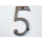 Cijfer 5 groot, oud zilver (10 cm)