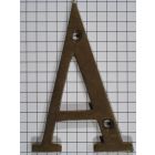 Letter A groot, messing antiek 75 mm