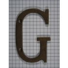 Letter G groot, messing antiek 75 mm