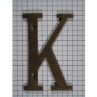 Letter K groot, messing antiek 75 mm