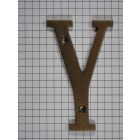 Letter Y groot, messing antiek 75 mm