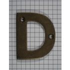 Letter D klein, messing antiek 50 mm